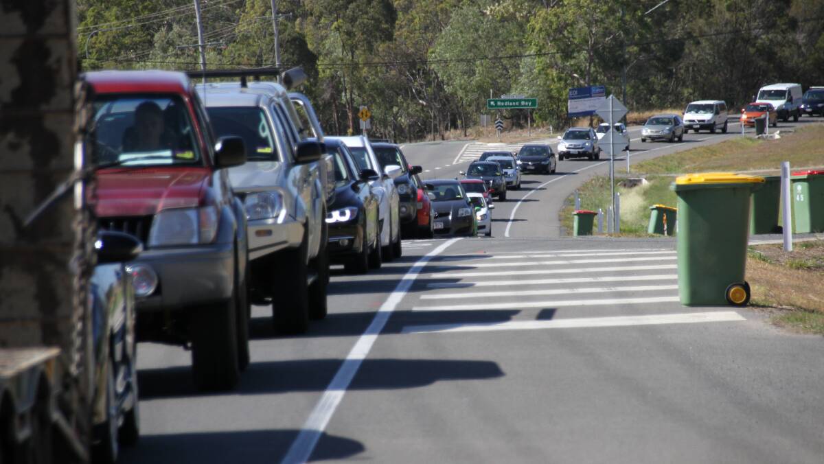 Traffic congestion at Redland Bay near the Shoreline development. There has been no state government promise for funding to upgrade Cleveland-Redland Bay Road. 