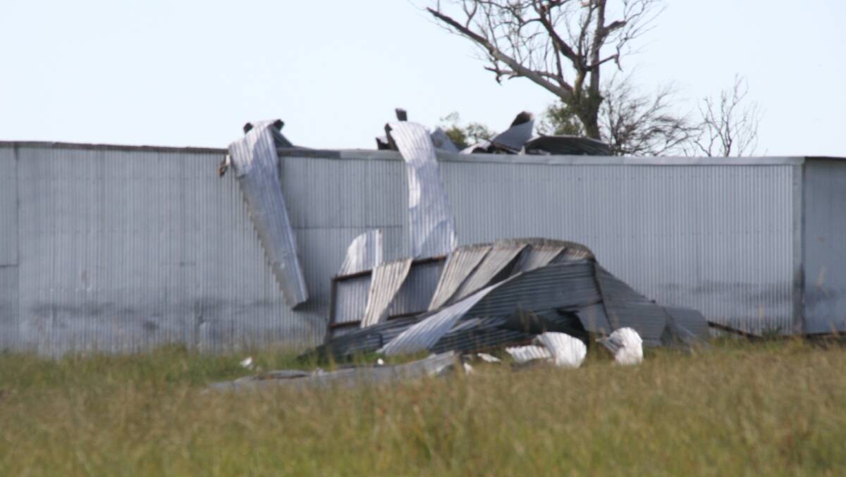 Winds of up to 200km/h ripped the roof of this shed in Scenic Road during a storm on Thursday. PHOTO: Judith Kerr