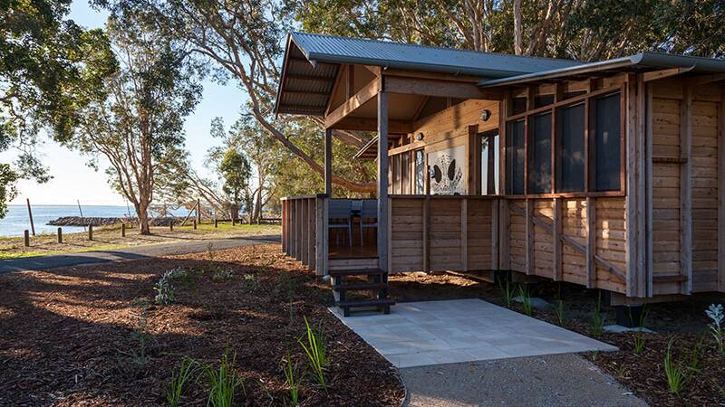 CAMP OUT: An eco-hut at Minjerribah Camping area. More of these types of buildings may be built as part of the refurbishment. 