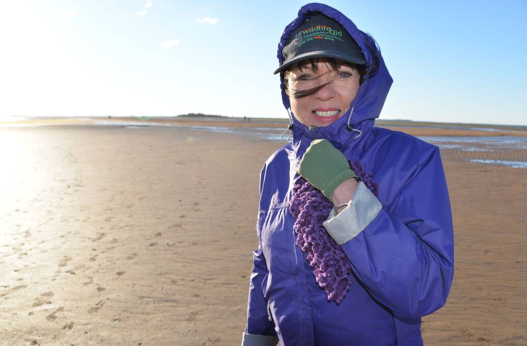 A chilly day for Debra Henry at King Island.