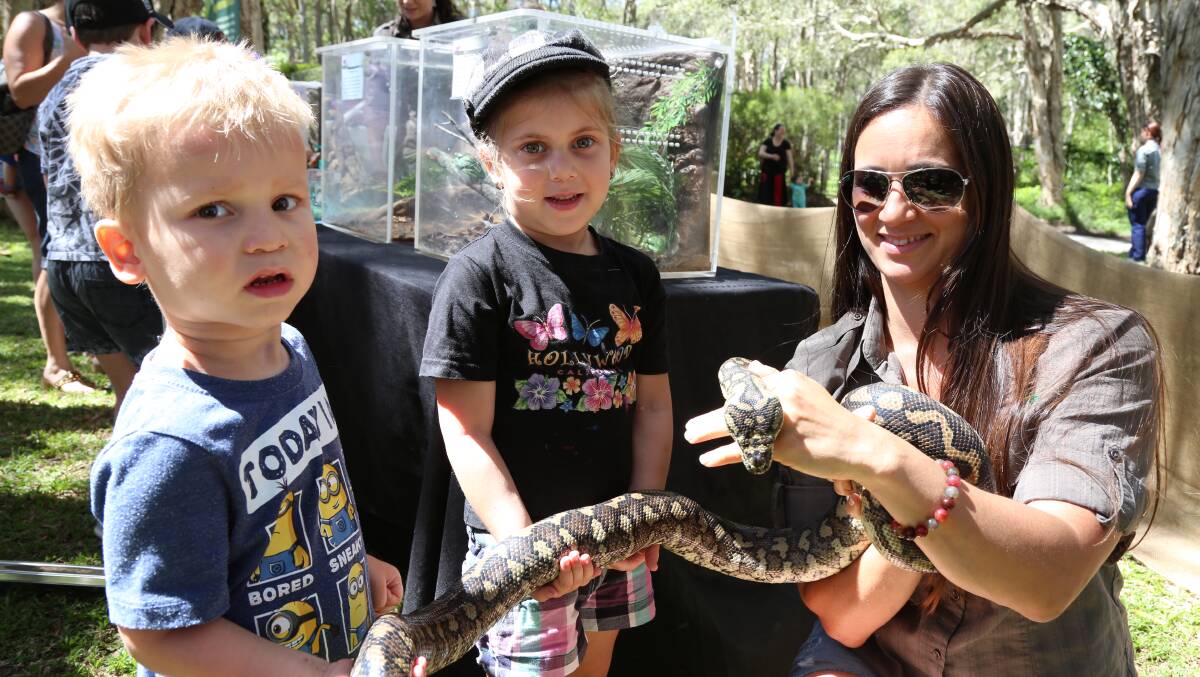 William and Jessica Schultz, 2 and 5, of Capalaba with Renee Piccolo.