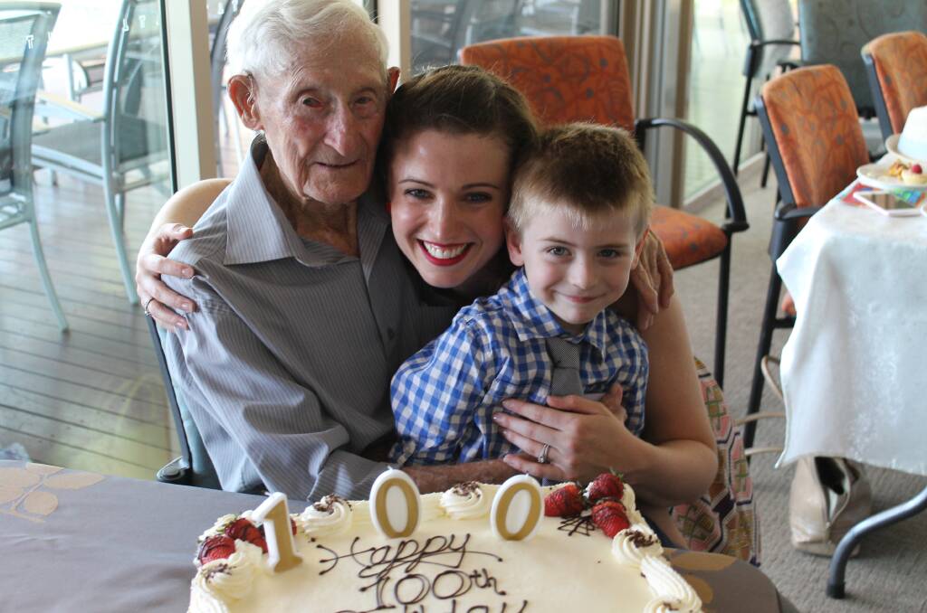GENERATIONAL THING: Three generations celebrate - great grandfather Lindsay Boyd, granddaughter Alexis Boyd and great grandson Archie Trevechan.