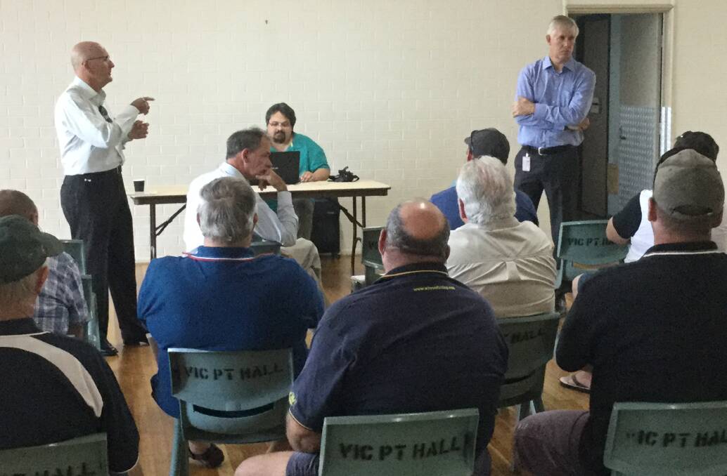 TALKS UNDER WAY: Fishermen, Biosecurity Queensland and federal government staff at a meeting at Victoria Point after white spot disease broke out.