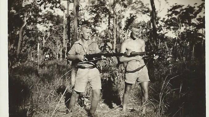 READY TO FIGHT: Clarrie and Lindsay Boyd in the Northern Territory during WWII. The soldiers were ready to defend Australia from a Japanese advance.