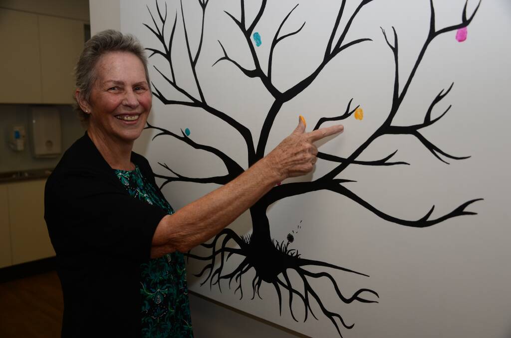ON THE SPOT: Each patient who undergoes treatment at the centre, like Elizabeth Bass, gets to leave their mark on an arty little tree.