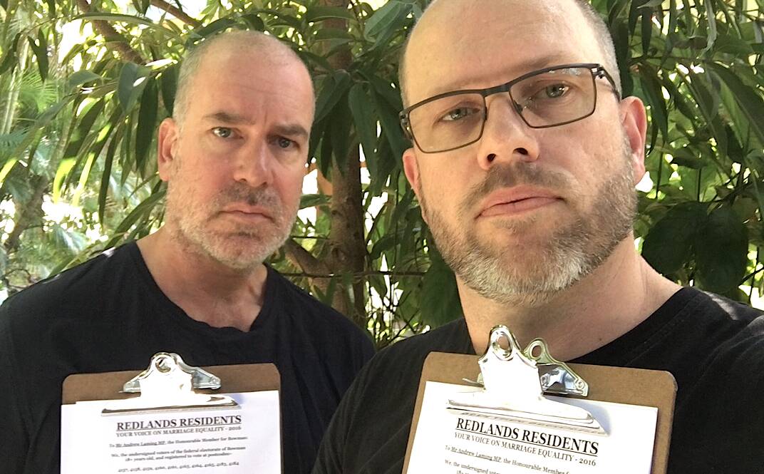 CALL FOR MARRIAGE EQUALITY: Richard Moon and Michael Burge are making a call for marriage equality.