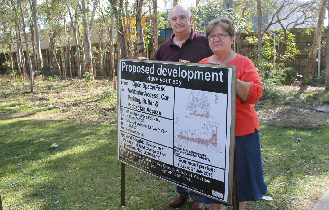 TEAK LANE: Victoria Point residents Martin and Maria Sealey are long time campaigners over Teak Lane.