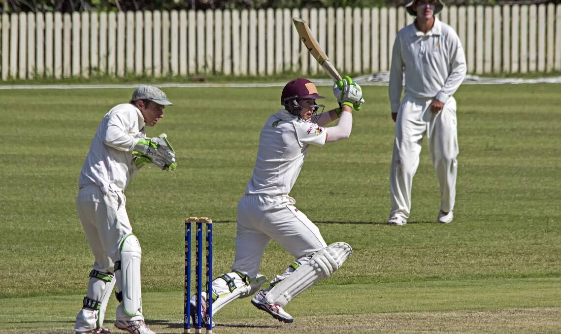 Redlands 1st Grade player and Brisbane Heat squad member Marnus Labuschagne in action last Saturday against the Gold Coast Dolphins. He finished on 195 not out and spent 318 minutes at the crease. 