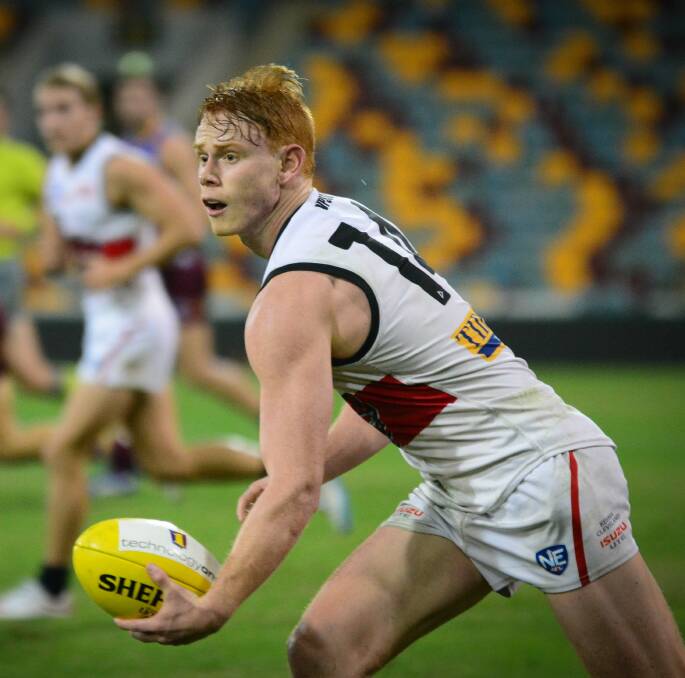 QUALITY: Blake Grewar was outstanding for the Bombers against Sydney University, with 34 disposals, 10 clearances and five inside 50s. Picture: Highflyer Images