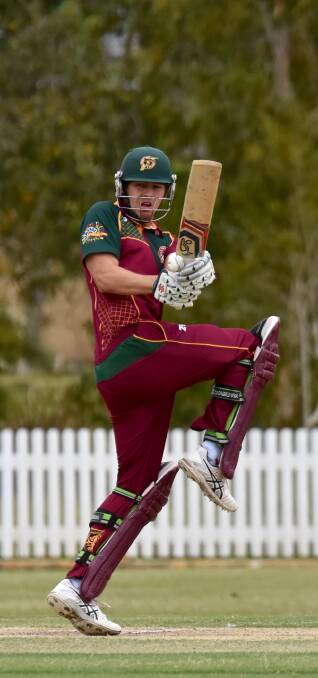 GOOD SHOT: Redlands 1st Grade player Cameron Brimblecombe in action last Sunday in the One Day game against Wynnum/Manly. Picture: Alan Minifie
