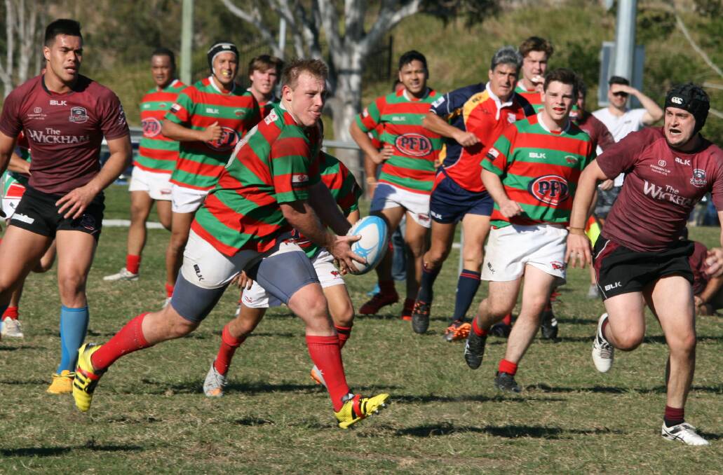 Muddies Seconds prop Dean Young runs the ball during the 2016 season. Both of the men’s senior teams and the senior ladies’ team made the semi-finals of their respective competitions.