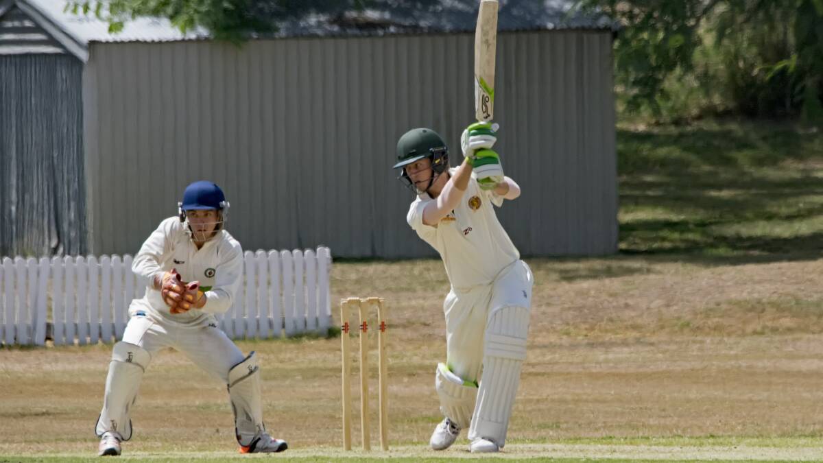 FINE INNINGS: Liam Smith top scored for Redlands Tigers 1st grade with 86 runs in the match against South Brisbane. Redlands lost the match by 47 runs. Picture: Doug O’Neill.
