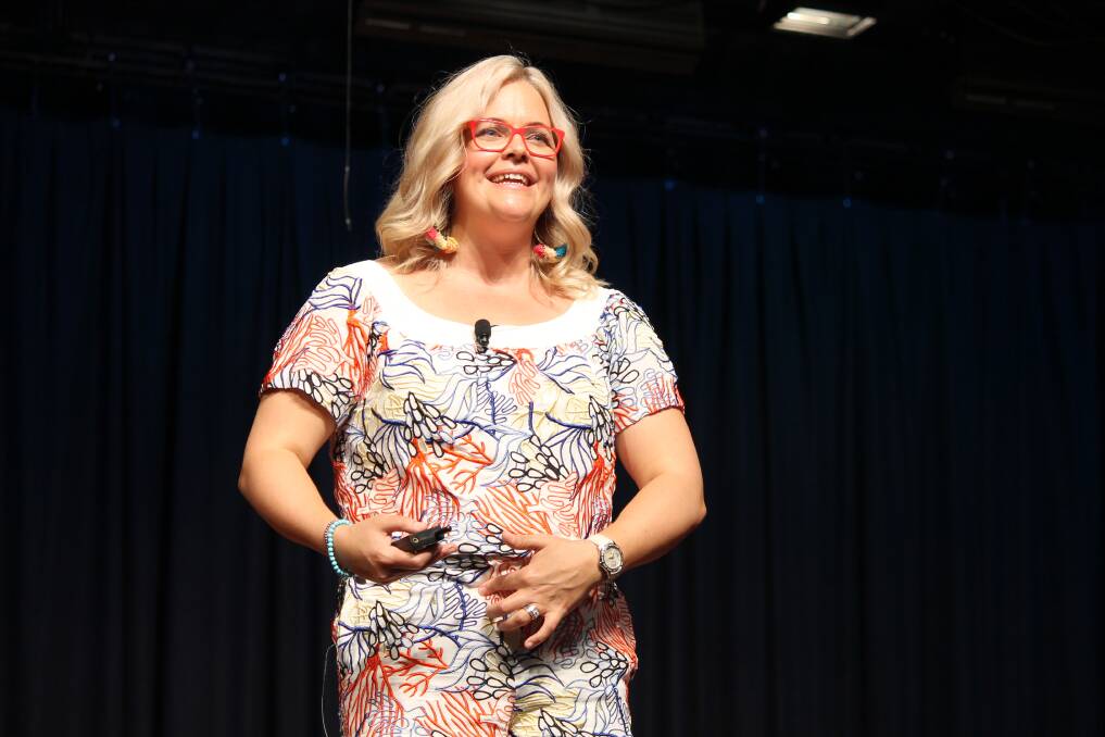 GUEST SPEAKER: Taryn Brumfitt from the Body Image Movement speaks at the Redlands Centre for Women's 10th high tea. Photos: Cheryl Goodenough