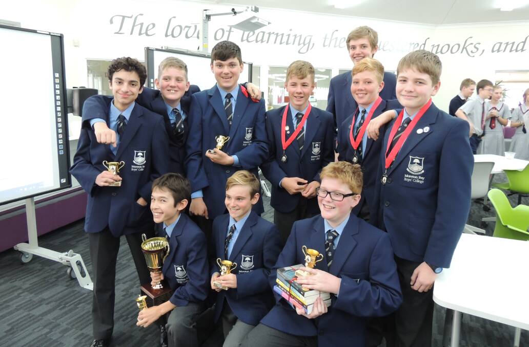 READERS: Students from Moreton Bay Boys' College who excelled in the Brisbane Regional Readers Cup Challenge. 