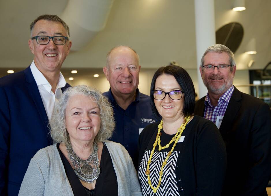 NDS state manager Richard Nelson with forum speakers Ann Greer and Graeme Kerkin, both of Townsville, Jodie Collins, of Toowoomba, and Darrell Price, of Brisbane. Photo: Supplied
 