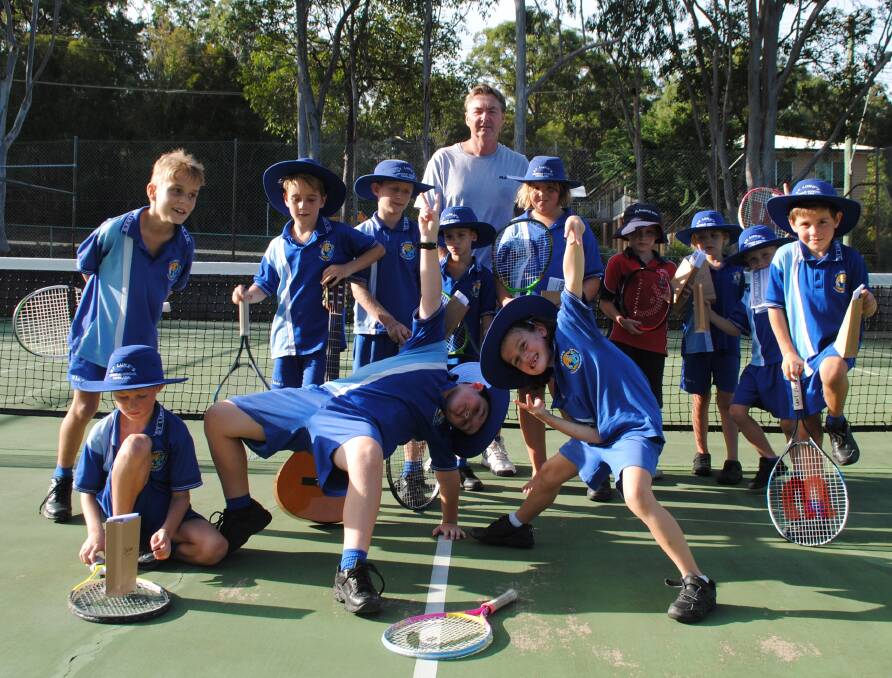 FUN FOR KIDS: Ryan Agar with students from St Luke's School in Capalaba. Photo: Supplied