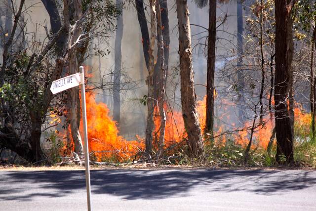 RUSSELL ISLAND: A fire burning in land off Glendale Road on Russell Island this morning. Photo: Sharon Keegan