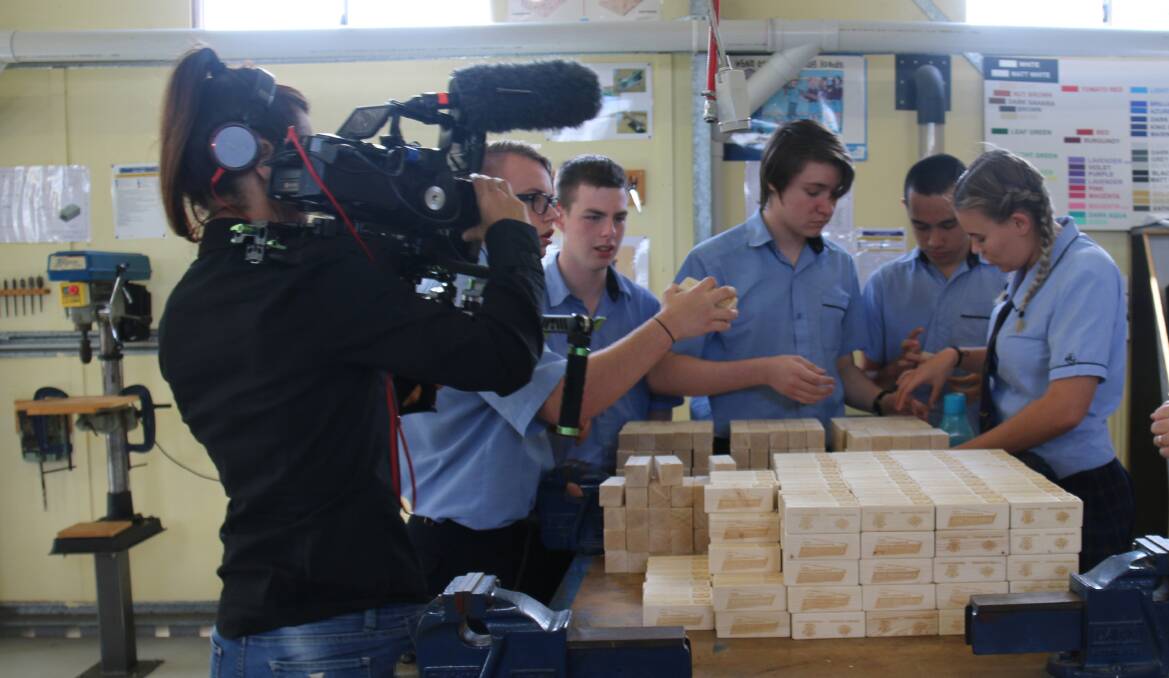 FILMING: Filming the production process was part of the learning experience for the year 11 students. Photo: Supplied