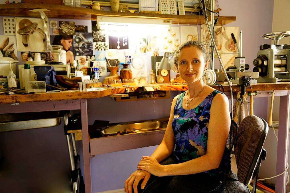 JEWELLER: Angela Hampton in her studio where she designs and creates jewellery. Photo: Supplied