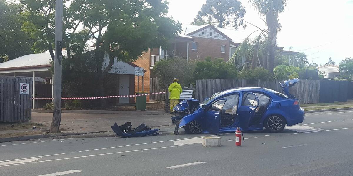 CRASH: A stolen vehicle was involved in a crash in Capalaba on Saturday. Photo: Supplied
