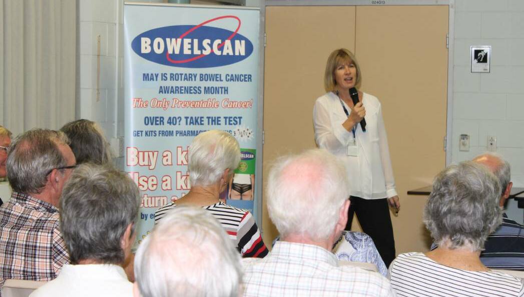 LAUNCH: Health promotion’s officer for the Queensland Bowel Cancer Screening Program at Princess Alexander Hospital Liz Ostermann speaks at last year's Redlands Bowelscan launch. Photo: Cheryl Goodenough