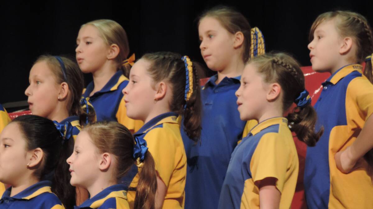 JUNIOR CHOIR: Students from the Birkdale State School's Junior Choir in action at the Wynnum Manly Eisteddfod (or something to that effect). Photo: Supplied