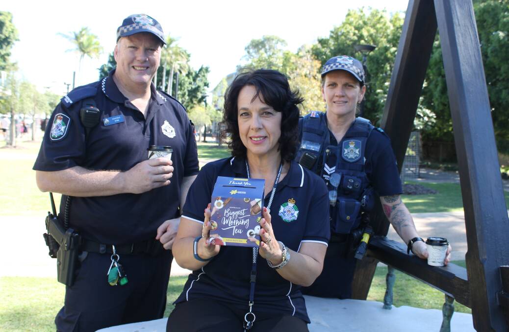 OFFERING A CUPPA: Constable Jason Mole, police administration officer Pauline Dunn and Senior Constable Samantha Schofield from Capalaba police station gear up for Coffee with a Cop on May 25. Photo: Cheryl Goodenough