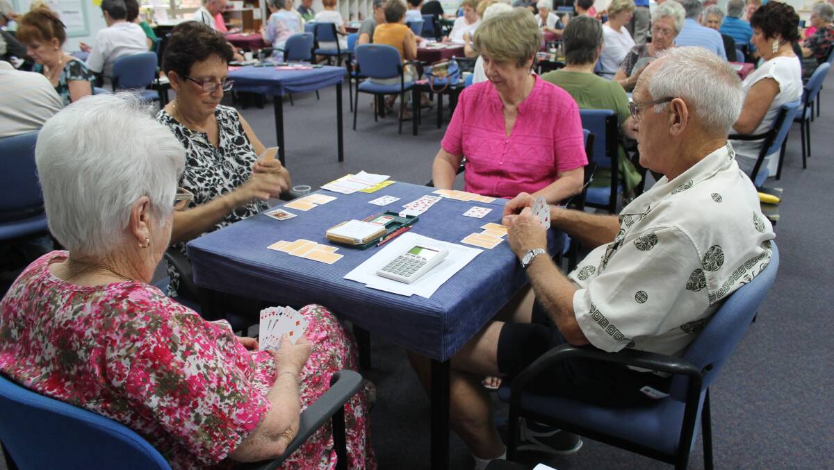 Members of the Redland Bridge Club during a session at their premises in Pinklands Recreation Reserve in Thornlands. Photo: Cheryl Goodenough