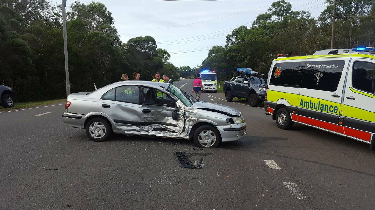 CRASH: A car and minibus collided at the intersection of Giles and Cleveland-Redland Bay  roads. Photo: Supplied