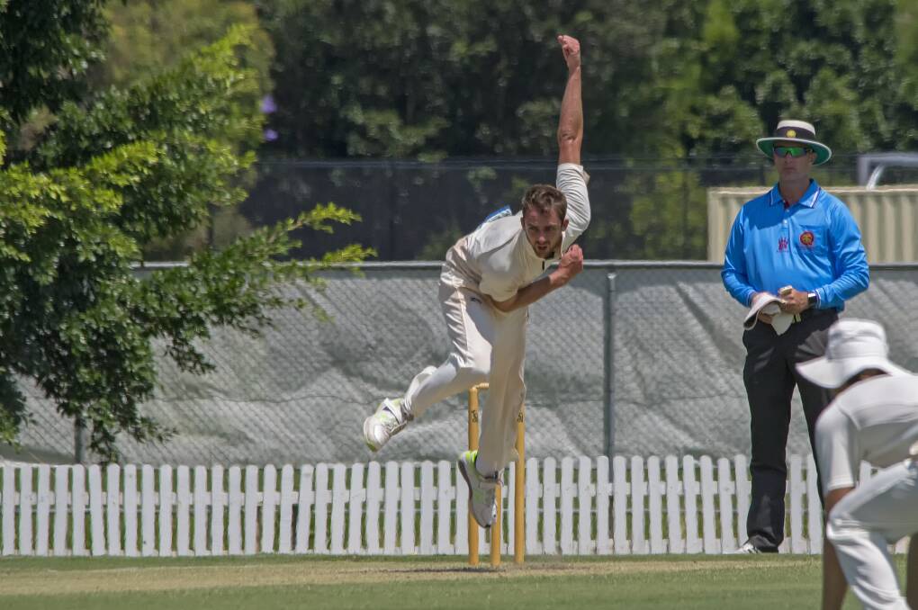 IMPRESSIVE FORM:Jon Stimpson claimed three scalps, but both he and the Tigers bowlers were unable to take the final two wickets required for victory as UQ surpassed Redlands’ total. Picture: Doug O'Neil. 