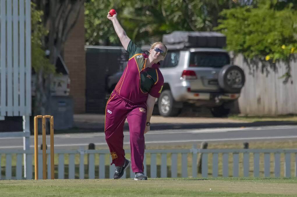 WINNING SIDE: Paige McDonnell bowls for the women’s Jodie Fields Shield side at the weekend against the Sunshine Coast . Picture: Doug O'Neill. 