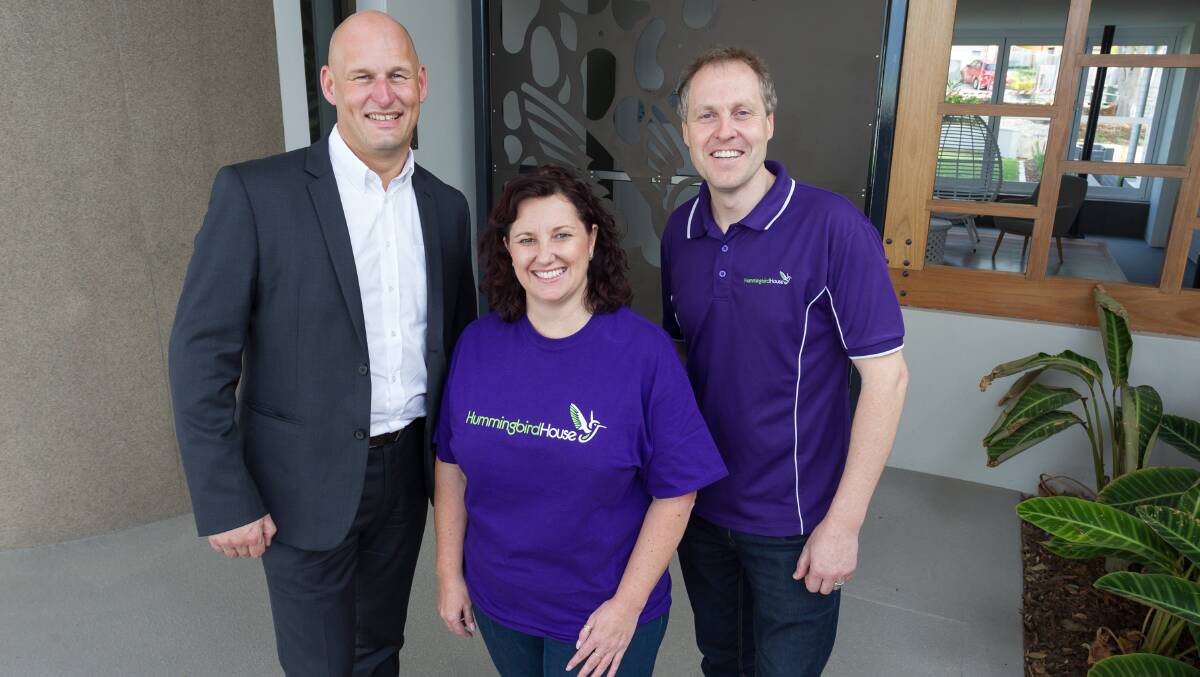 HUMMINGBIRD: Paul Bradshaw Coles Queensland State General Manager Paul Bradshaw, Community Relations Officer, Hummingbird House Sonja Marsden and co-founder of Hummingbird House Paul Qulliam are grateful for shopper donations over four weeks.
