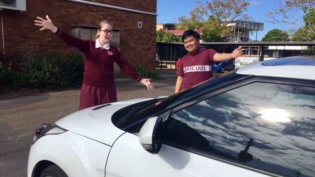 MONEY RAISER: Kate Gibson, 15, and David Samson, 16, are just two Year Eleven students helping out to raise funds. Photo: Supplied