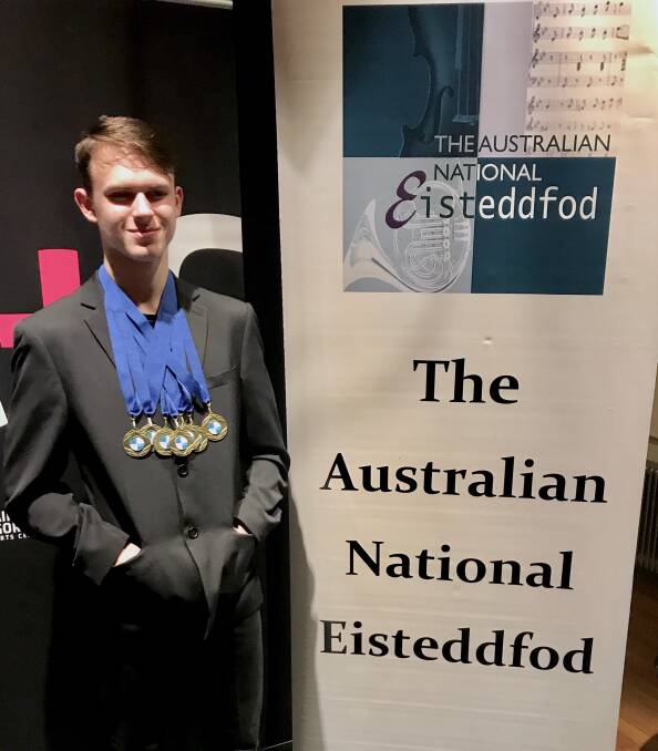STAGE STAR: Vincent D’Amico with his gold medals at the Australian National Eisteddfod. Photo: Supplied