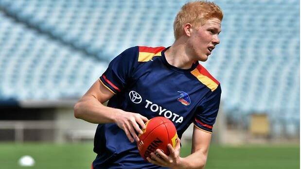 TALENTED TEEN: Elliott Himmelberg will train to play key forward and defender positions with the Adelaide Crows. He is pictured wearing the Adelaide Crows' uniform. Photo: Adelaide Football Club