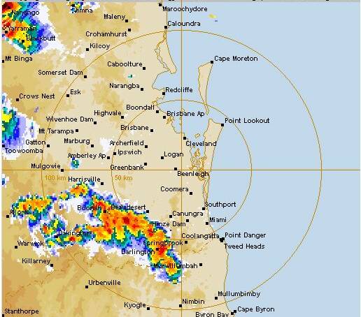 BEWARE: Storms rolling over south-east Queensland. Photo: Bureau of Meteorology
