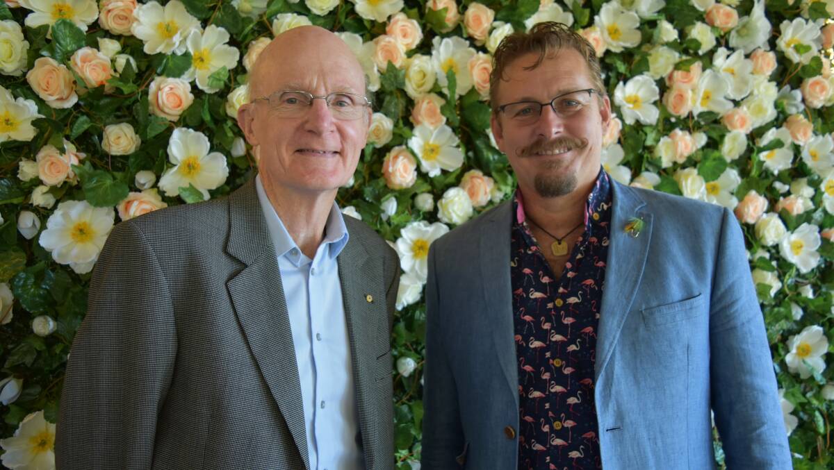Wellington Point man and urologist Professor Robert 'Frank' Gardiner OAM, who was the event's patron, with Redland City councillor Paul Bishop.