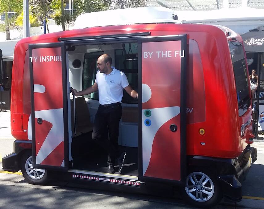 INTO THE FUTURE: The EZ10 driverless bus will be at Cleveland markets on Sunday, March 4 and stationed at Cleveland Library Square the next day. Photo: Supplied 