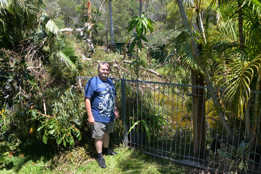 Mr Hawke's said his once pristine pool was left a "swamp" after the tree fell across his property. He said more than $10,000 damage had been wrought to his property, with extra expenses likely if his pool was discovered to be structurally damaged. Photo: Hannah Baker 