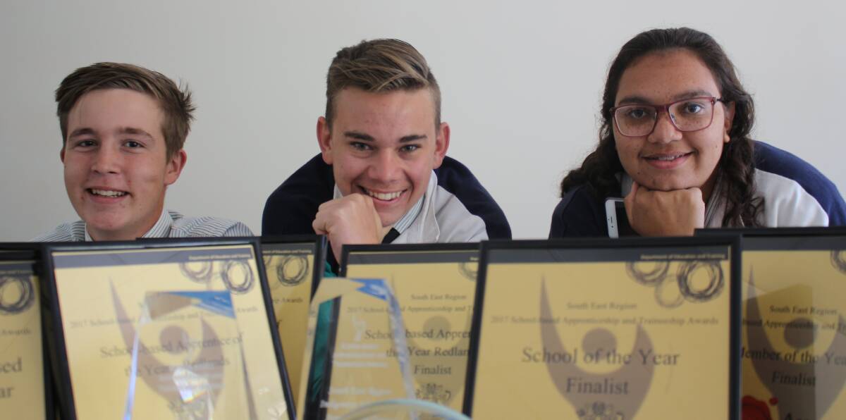 APPRENTICE WINNERS: Victoria Point High School students  Aaron Wolstenholmes, Steven Taylor and Danielle Robinson get plenty of recognition for excellence as school based apprentices.