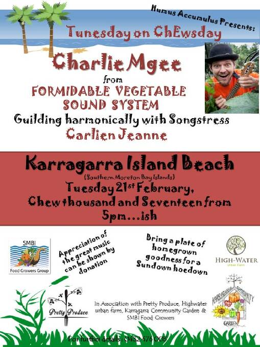 KARRAGARAA: See Charlie Mgee at Karragarra beach on February 21.