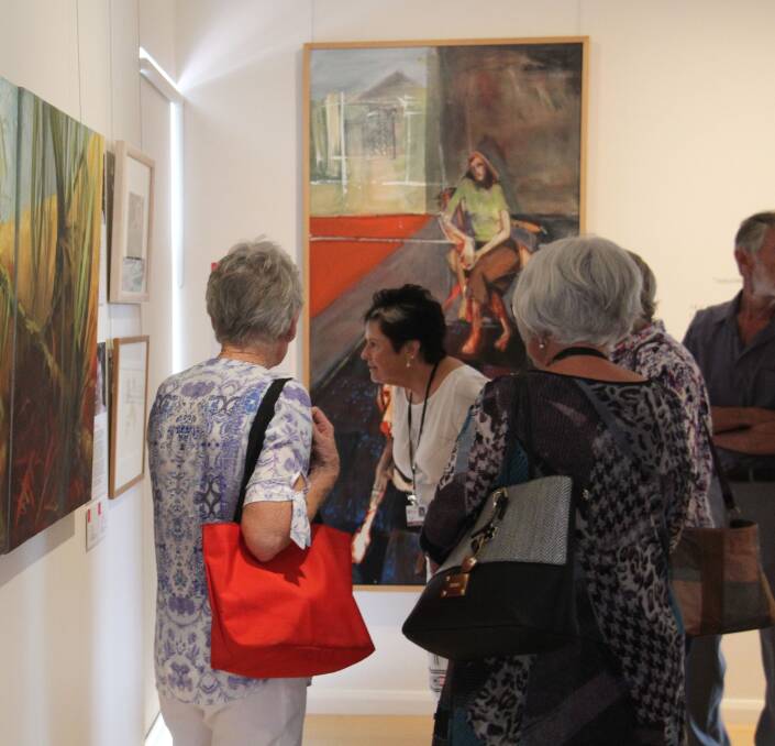 The 14 X 14 exhibition floor talk event at RAG, Capalaba on Tuesday, February 14. Courtesy of the attendees and Redland Art Gallery.