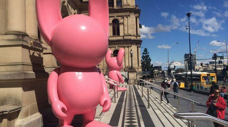 Stormie Mills' pink bunnies have returned for the 2014 Brisbane Festival. Photo: Natalie Bochenski