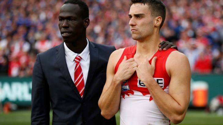 What now? Xavcier Richards (right) faces an uncertain future. Photo: Michael Willson/AFL Media