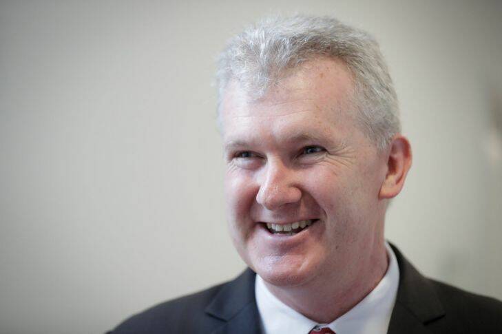 Manager of Oppositon Business, Tony Burke, addresses the media during a doorstop interview in the press gallery at Parliament House in Canberra on  Monday 4 December 2017. fedpol Photo: Alex Ellinghausen