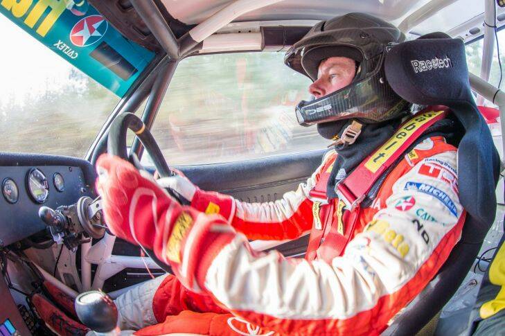 The Sunday Canberra Times. Thursday June 11 2015. Photo by Matt Bedford. Rally veteran Neal Bates during testing in the lead up to the National Capital Rally.