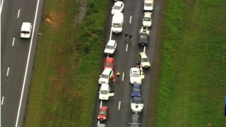 Bruce Highway traffic at a stand still. Photo: Seven News