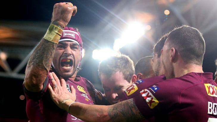 Those types of games don't happen ever in Origin: Johnathan Thurston celebrates with teammates after gaem 3 in 2015 Photo: Chris Hyde