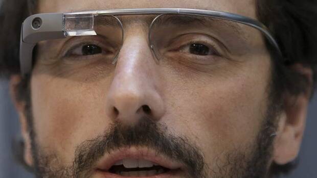 A man wearing Google Glass, which will be developed by Victoria Point company Buckham and Duffy.