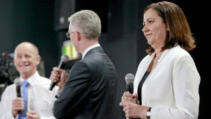 Premier Campbell Newman debates Opposition leader Annastascia Palaszczuk at the The People's Forum. Photo: Renee Melides